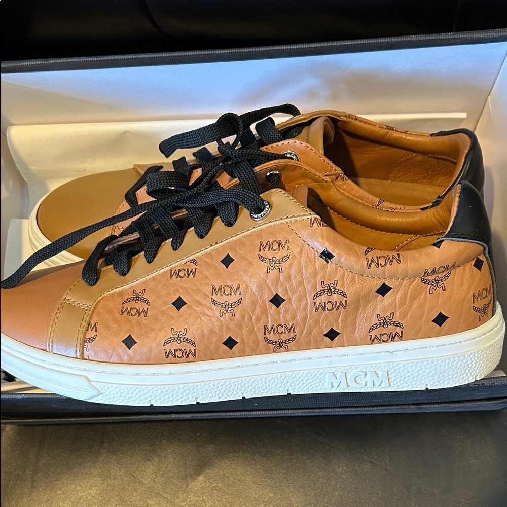 MCM Brown and Black Leather Sneakers